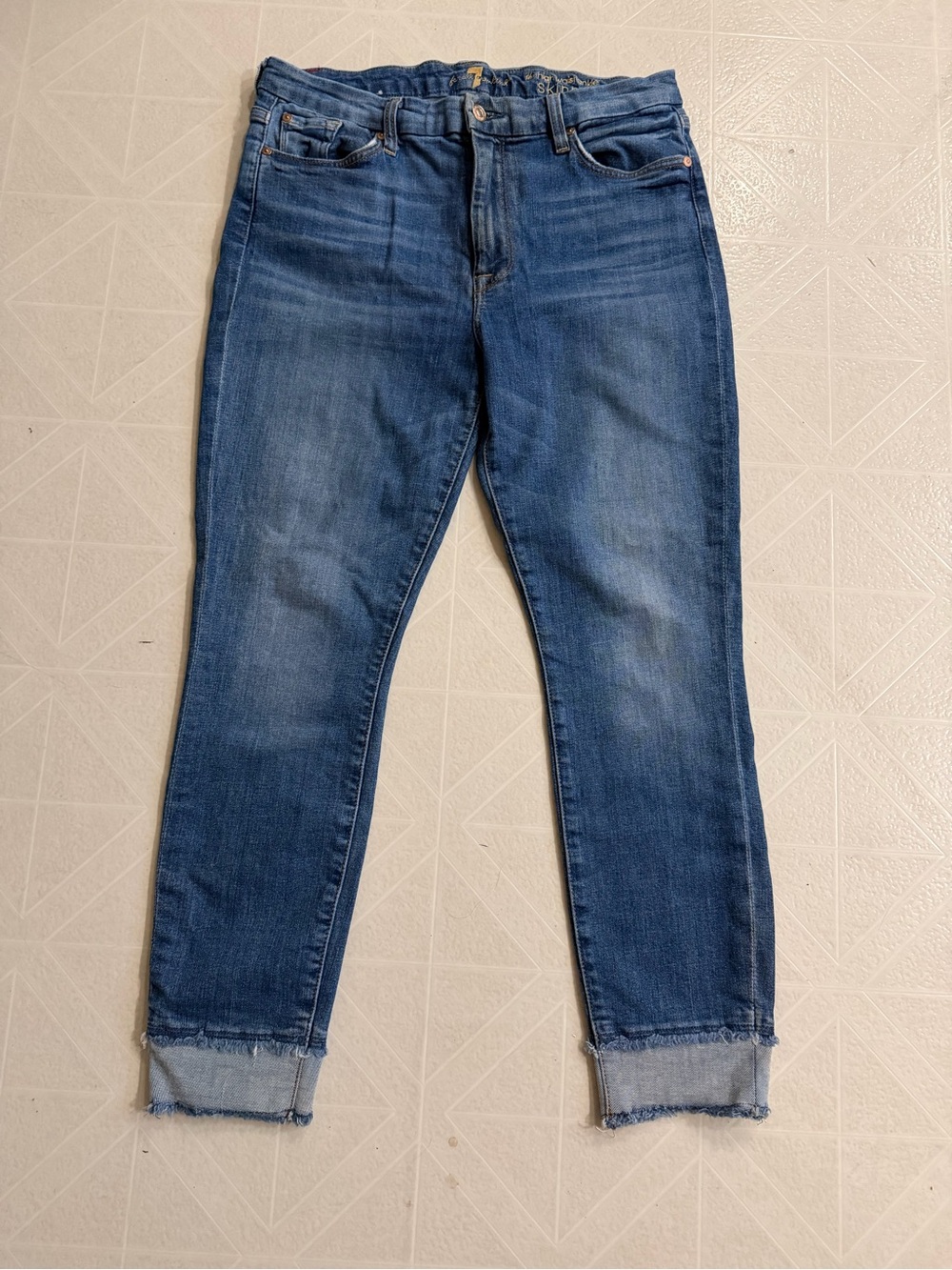 7 For All Mankind Women's Medium Blue Cropped Ankle Jeans